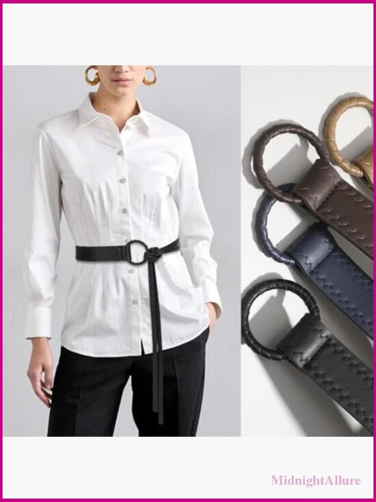 PU Leather Knotted Waist Belt for Dresses, Thin Double Strap main image 6